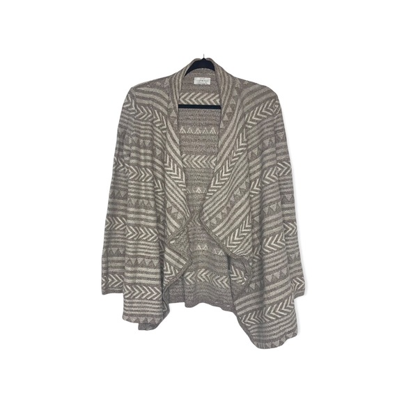 LUCKY BRAND Aztec Drape Front Open Cardigan Sweater M - Picture 3 of 12
